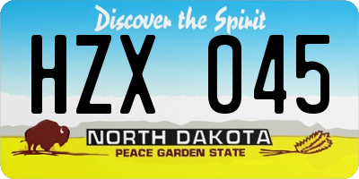 ND license plate HZX045