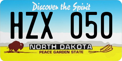 ND license plate HZX050
