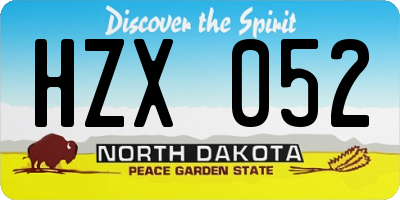 ND license plate HZX052