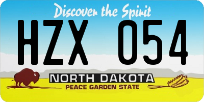 ND license plate HZX054