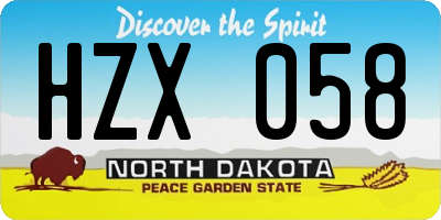 ND license plate HZX058