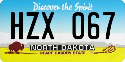 ND license plate HZX067