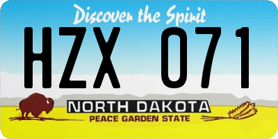 ND license plate HZX071