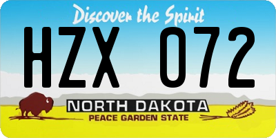ND license plate HZX072