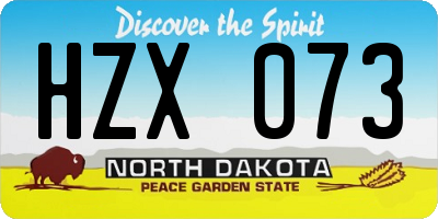 ND license plate HZX073