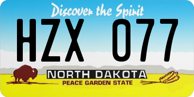ND license plate HZX077
