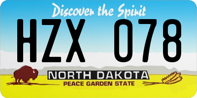 ND license plate HZX078
