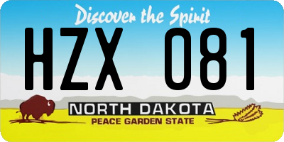 ND license plate HZX081