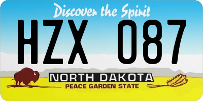 ND license plate HZX087