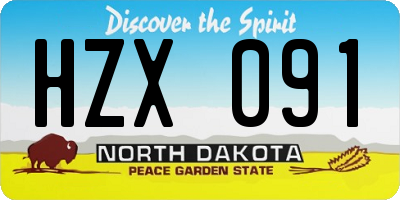 ND license plate HZX091