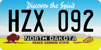 ND license plate HZX092