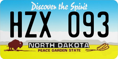 ND license plate HZX093