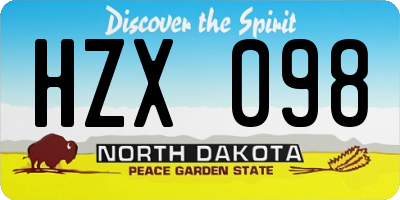 ND license plate HZX098