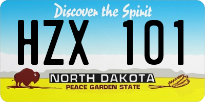 ND license plate HZX101