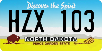 ND license plate HZX103