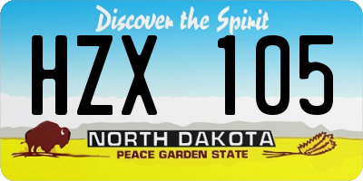 ND license plate HZX105