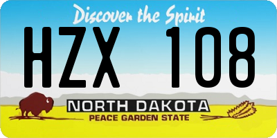 ND license plate HZX108