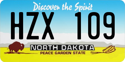 ND license plate HZX109