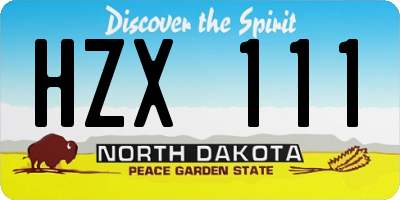 ND license plate HZX111