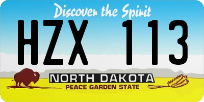 ND license plate HZX113