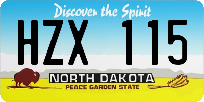 ND license plate HZX115