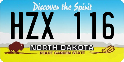 ND license plate HZX116