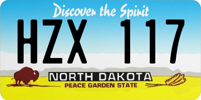 ND license plate HZX117