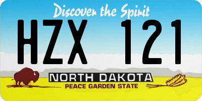 ND license plate HZX121