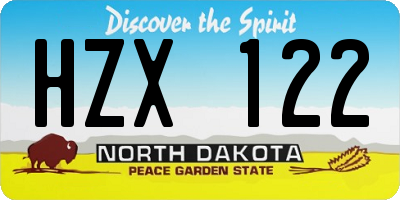 ND license plate HZX122