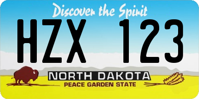 ND license plate HZX123