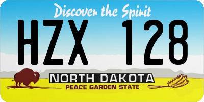 ND license plate HZX128