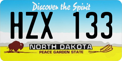 ND license plate HZX133