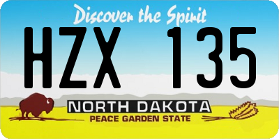 ND license plate HZX135