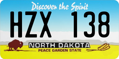 ND license plate HZX138