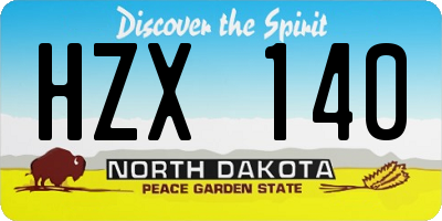 ND license plate HZX140