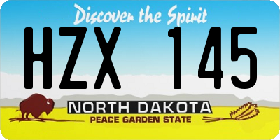 ND license plate HZX145