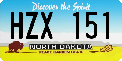 ND license plate HZX151