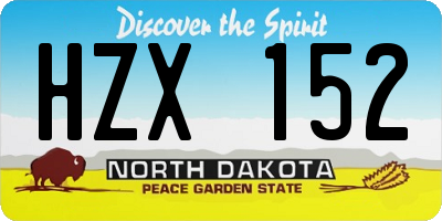 ND license plate HZX152