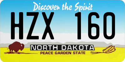 ND license plate HZX160