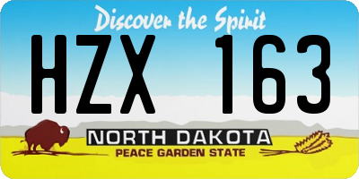 ND license plate HZX163