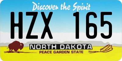 ND license plate HZX165