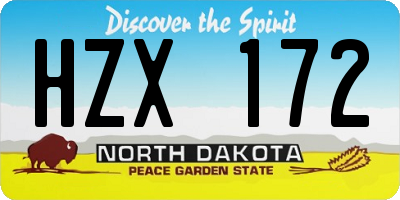 ND license plate HZX172