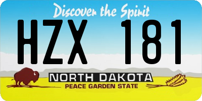 ND license plate HZX181