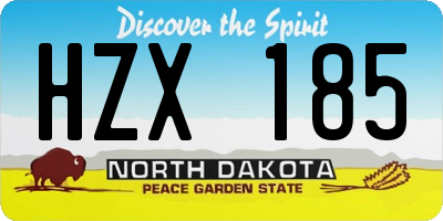 ND license plate HZX185