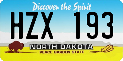ND license plate HZX193