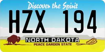ND license plate HZX194