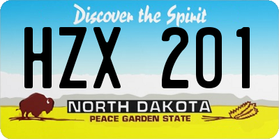 ND license plate HZX201