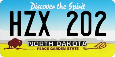 ND license plate HZX202