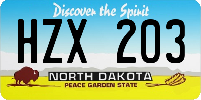 ND license plate HZX203