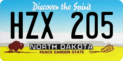 ND license plate HZX205